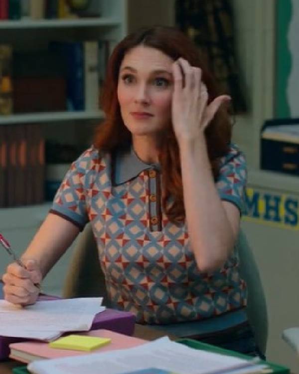 English Teacher S02 Stephanie Koenig Geometric Pattern Sweater