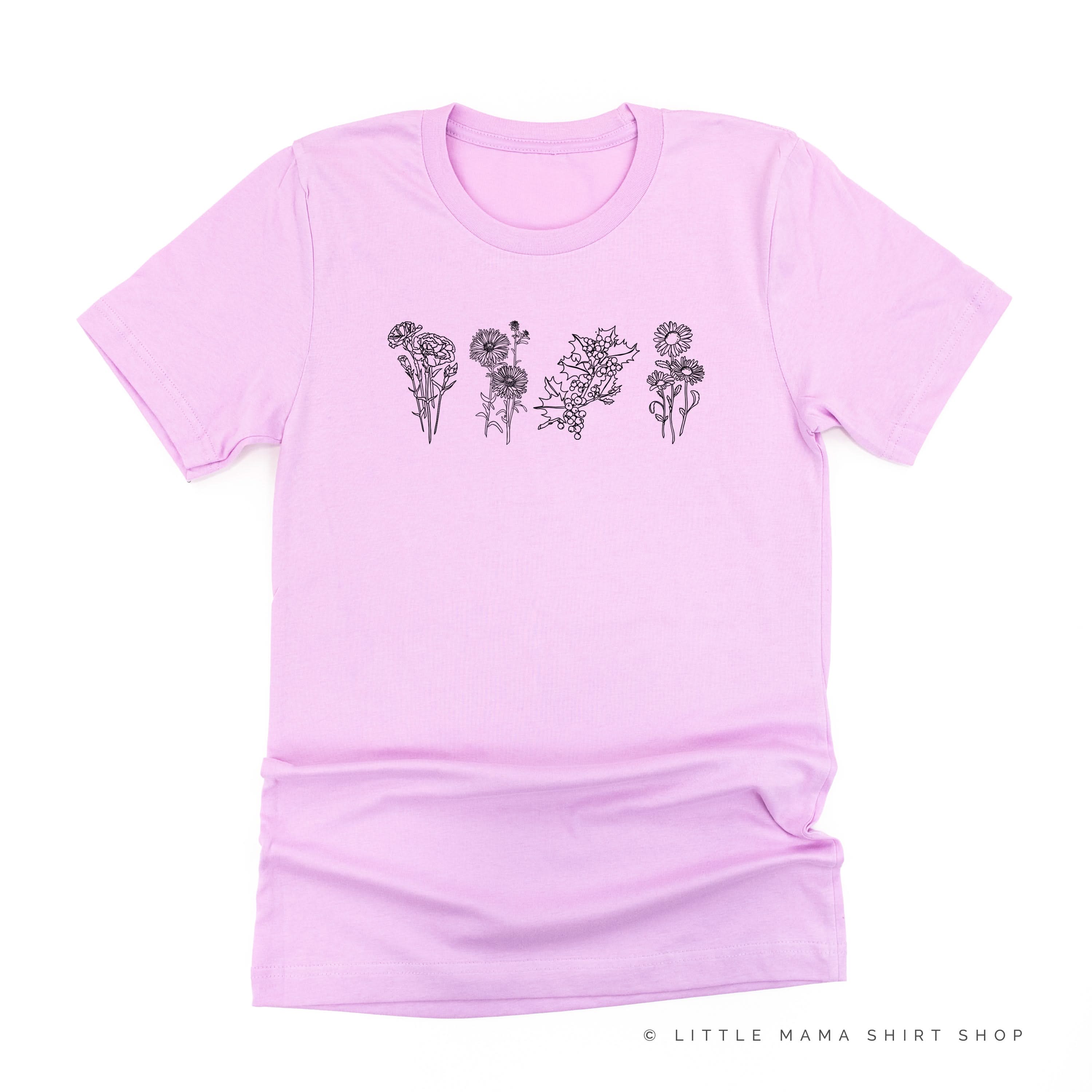 4 Across Birth Flowers - Build Your Own - Unisex Tee