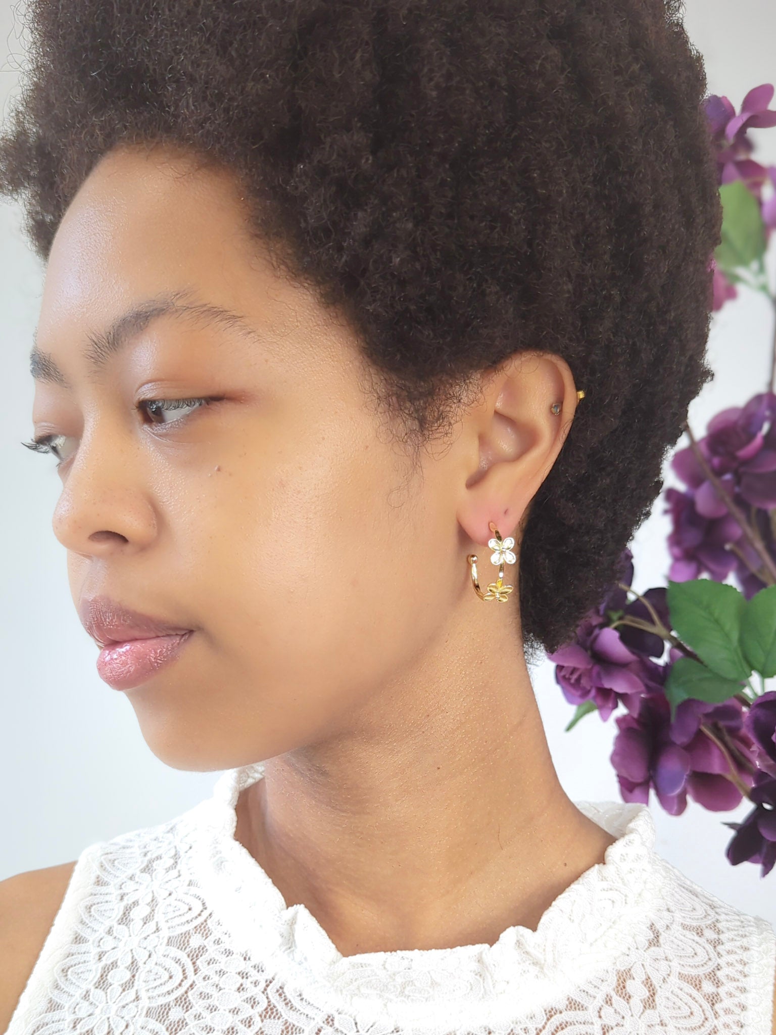 Bitty Flower Hoops