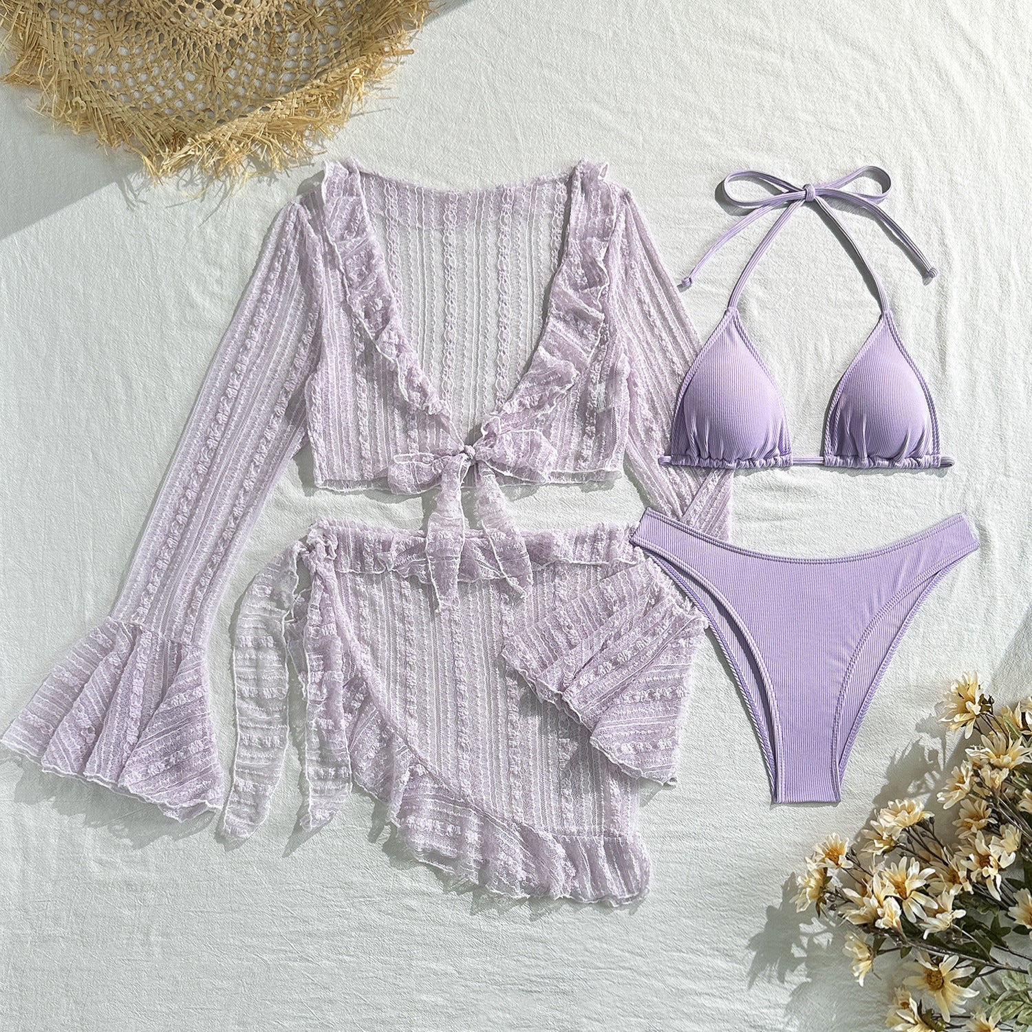 4-Piece Sexy Lace Mesh Bikini Set | ZAKAPOP