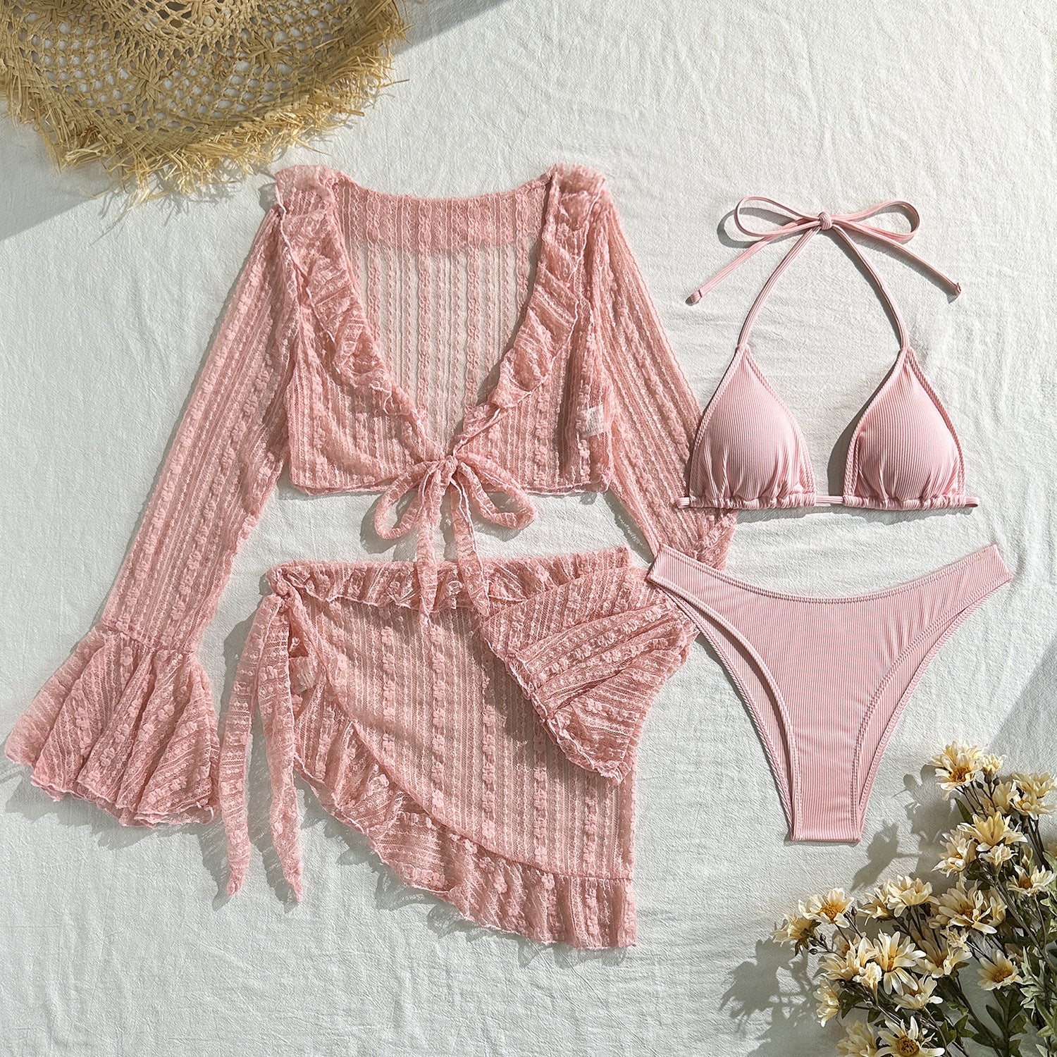 4-Piece Sexy Lace Mesh Bikini Set | ZAKAPOP