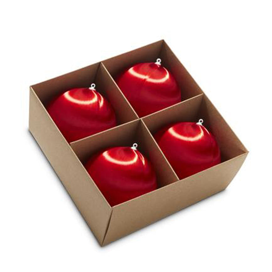 Box Of Vintage-Inspired Red Satin Ball 4&amp;quot; Ornaments