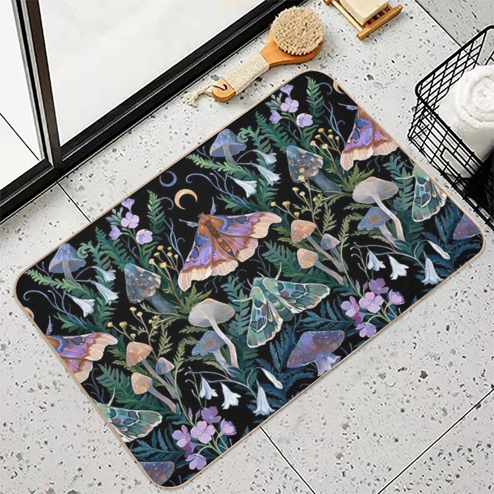 Sphinx Moth Mushroom Bath Mat