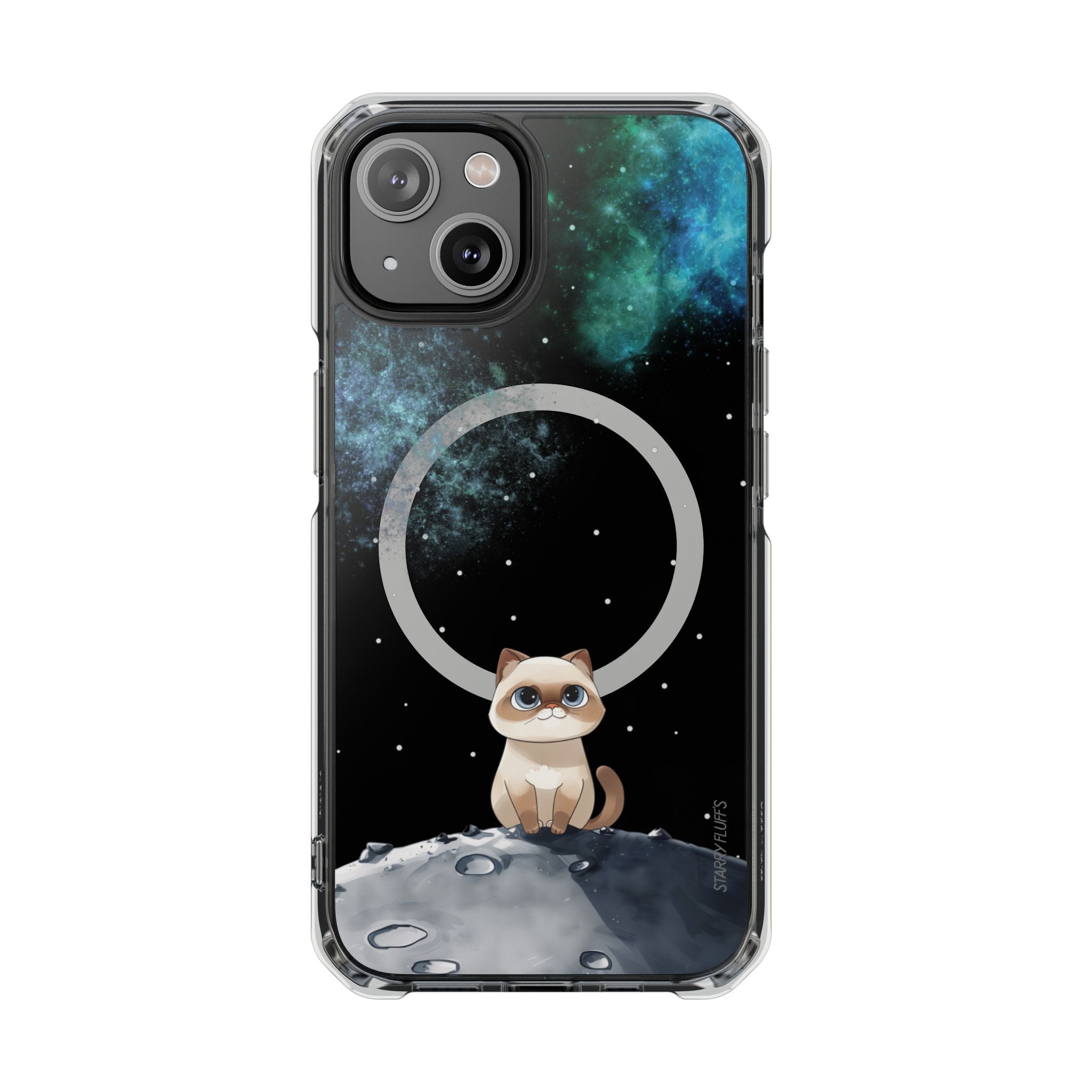 Starry Fluff&amp;#39;s - Nebula the Siamese in Space Magnetic Clear Case for iPhone Series