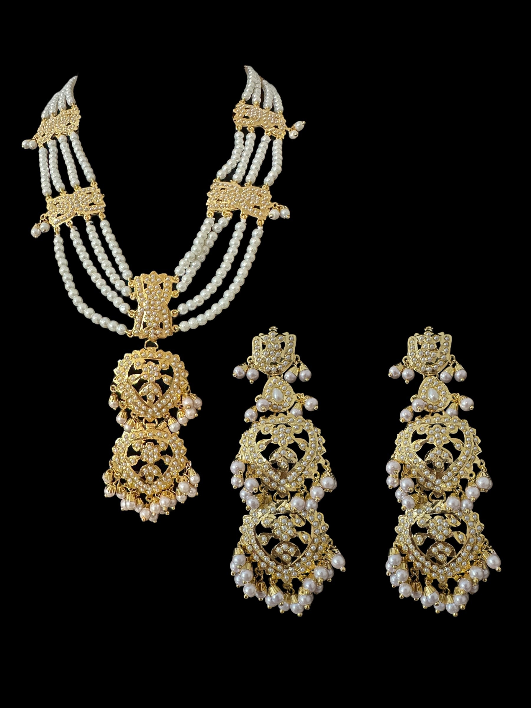 DNS198 Mehwish Jadau necklace with earrings(SHIPS IN 4 WEEKS)