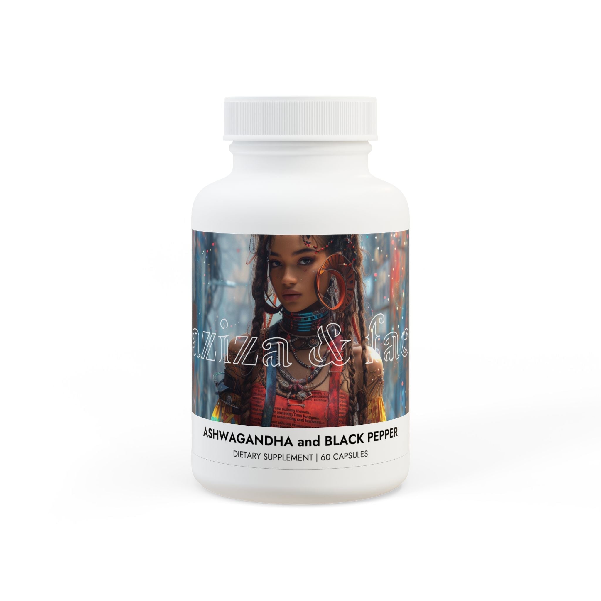 Ashwagandha and Black Pepper Supplement (60 capsules) by Aziza &amp;amp; Fae