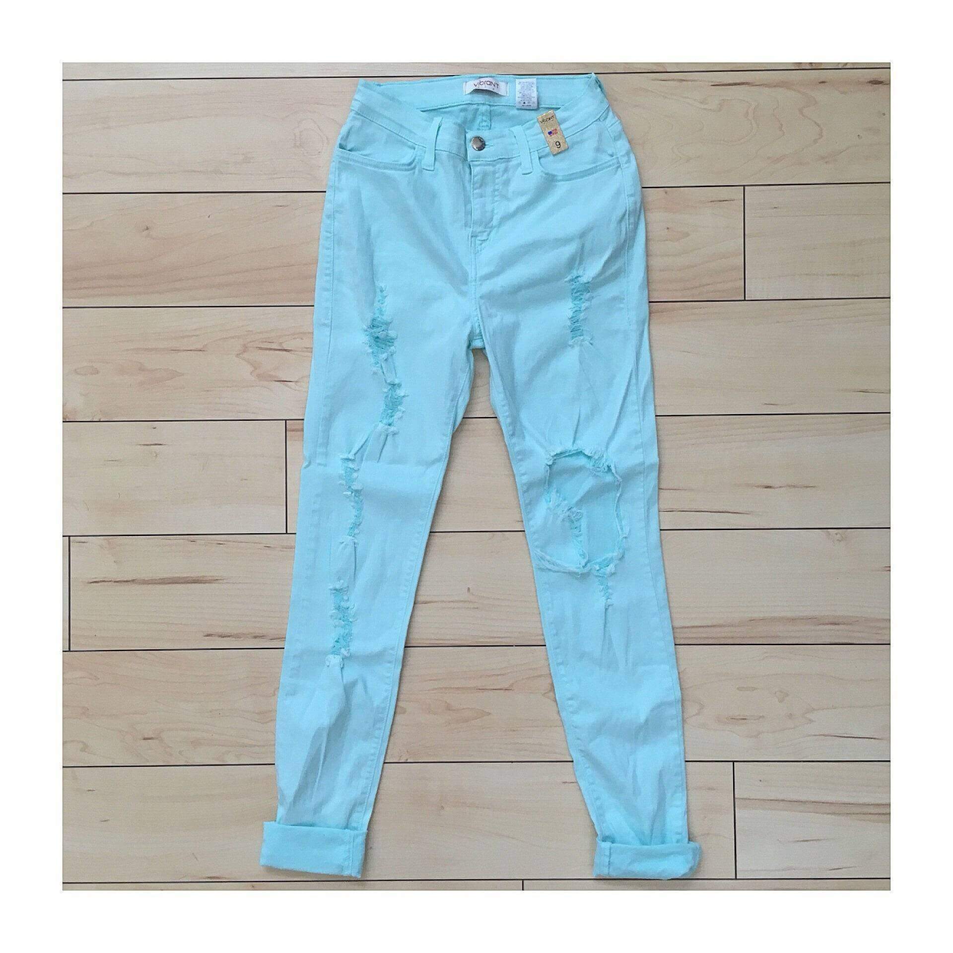 Super Soft Mint Distressed Jeans