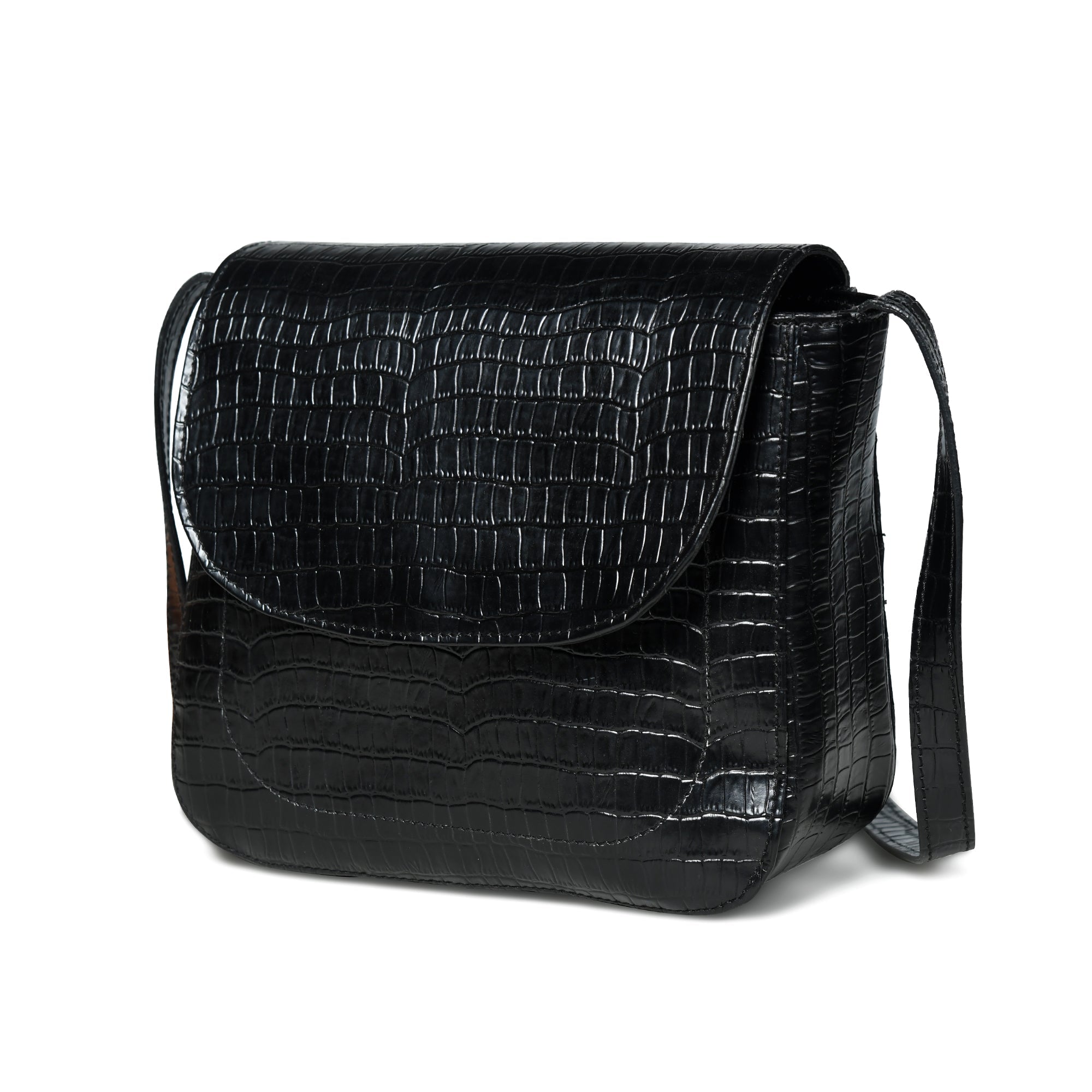 Diva Black Croco Sling Bag