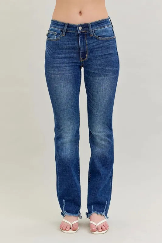 Judy Blue Plus Size Mid Rise Non Distressed Hem Bootcut Jeans