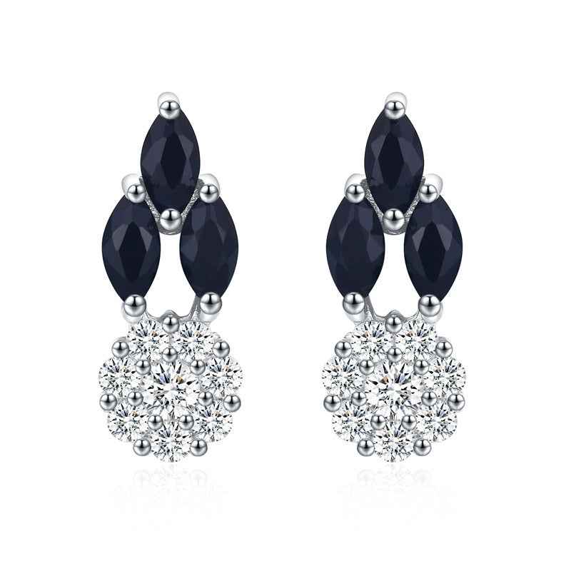 Full Diamond Zircon Earrings - Copper-Plated Design