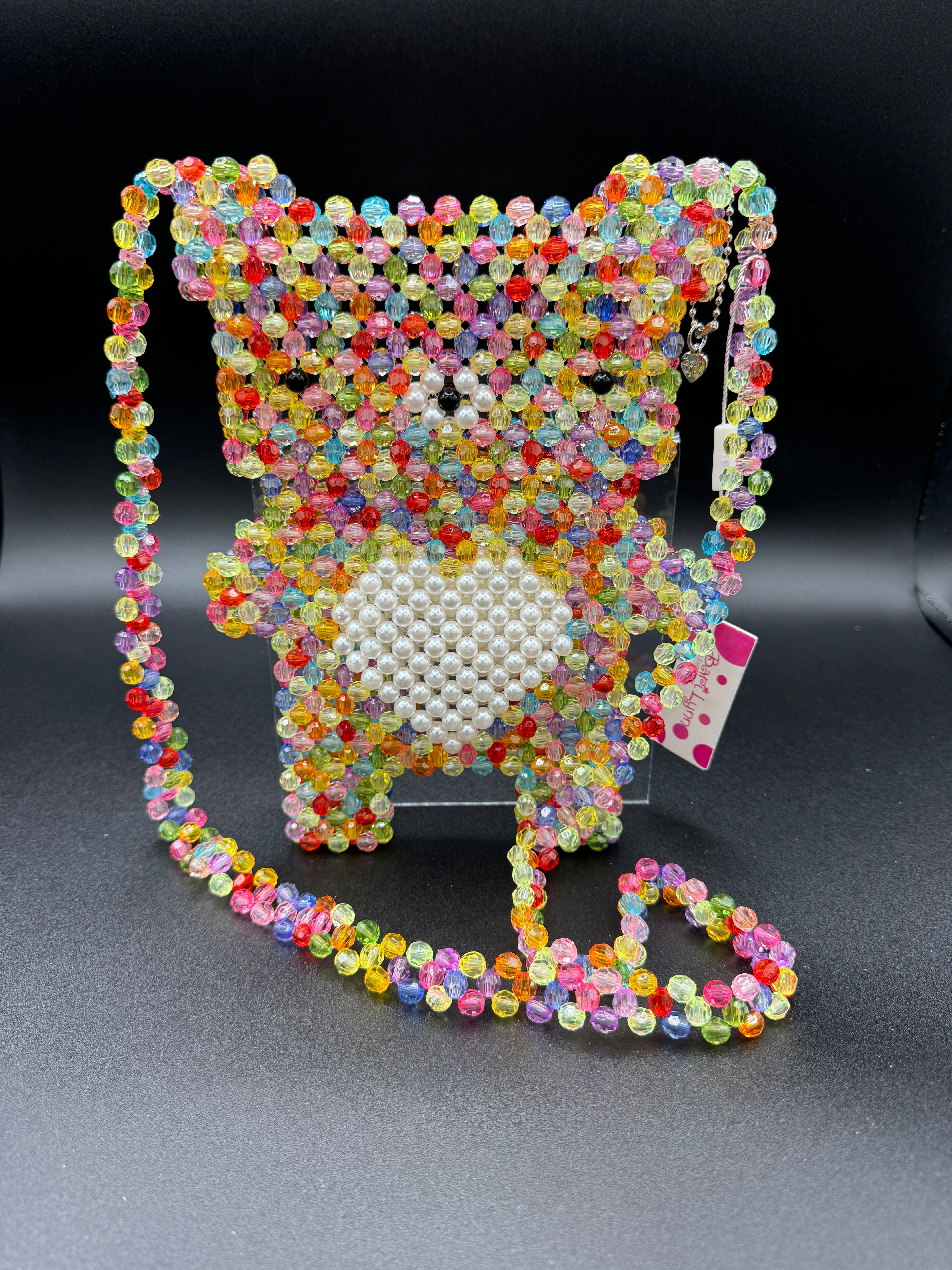 Bari Lynn Girls Rainbow Beaded Gummy Bear Bag