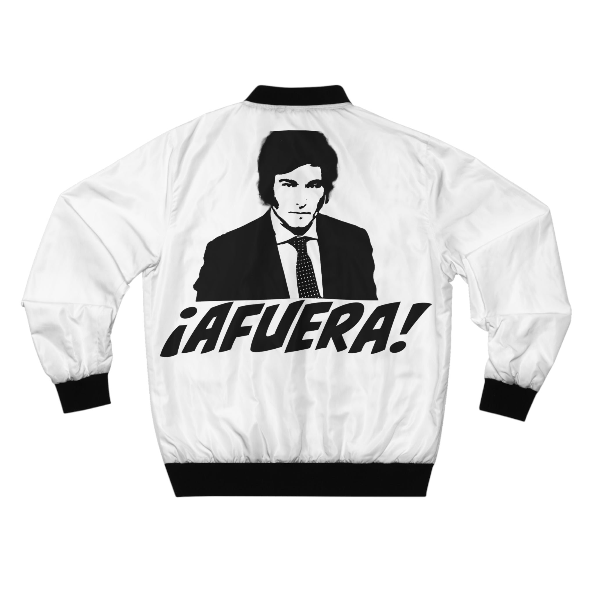 &amp;quot;Viva La Libertad Carajo&amp;quot; Javier Milei White Bomber Tribute Jacket - 4LibertyShop.com
