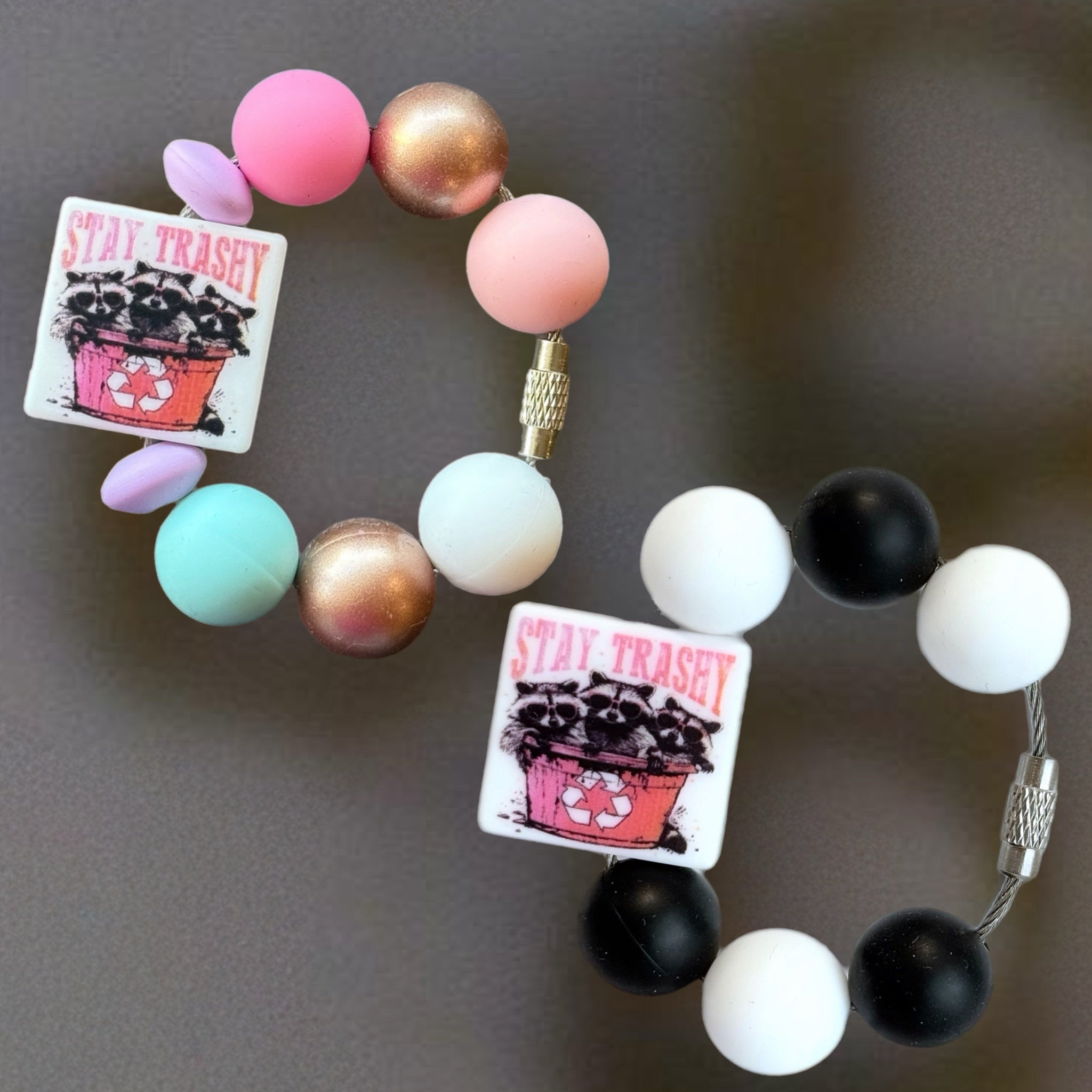 Stay Trashy Raccoon Bracelet - Tumbler Handle Charm