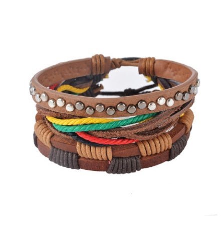 Vintage Punk Leather Wrap Bracelet - Multilayer Beaded Bracelet for Men & Women