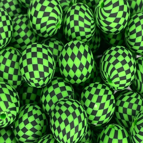 P631 LIME CHECKERED 15MM PRINT (1ct)