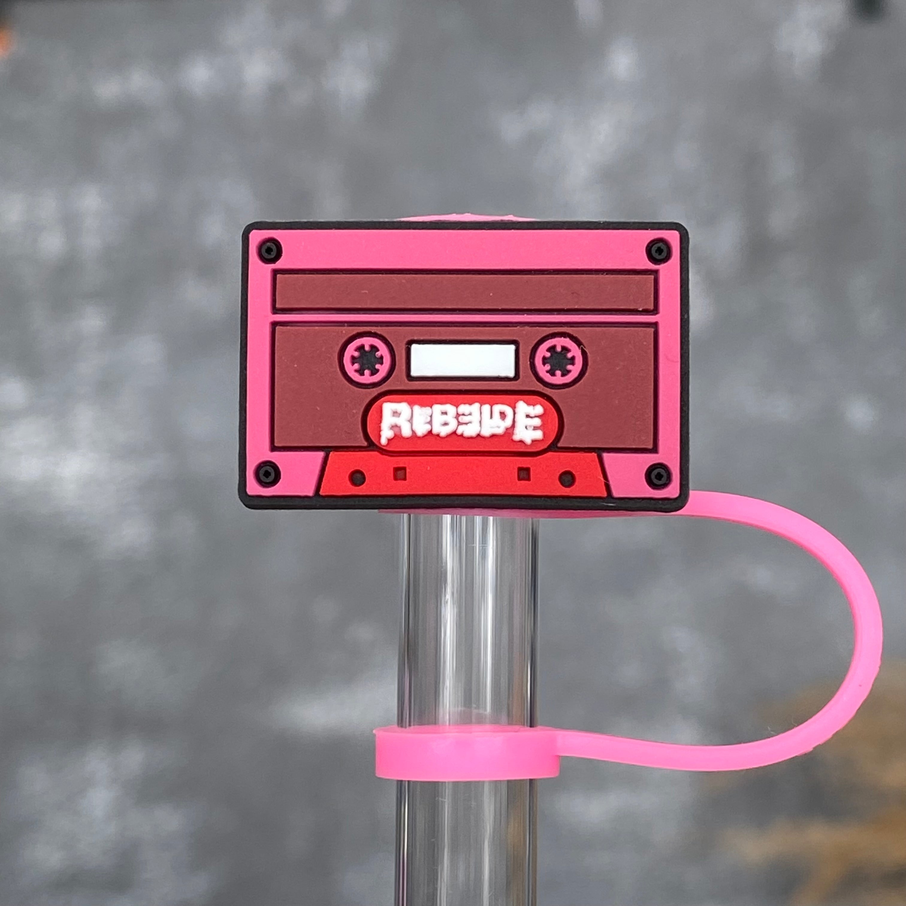 80’S CASSETTE TAPE STRAW TOPPER PINK