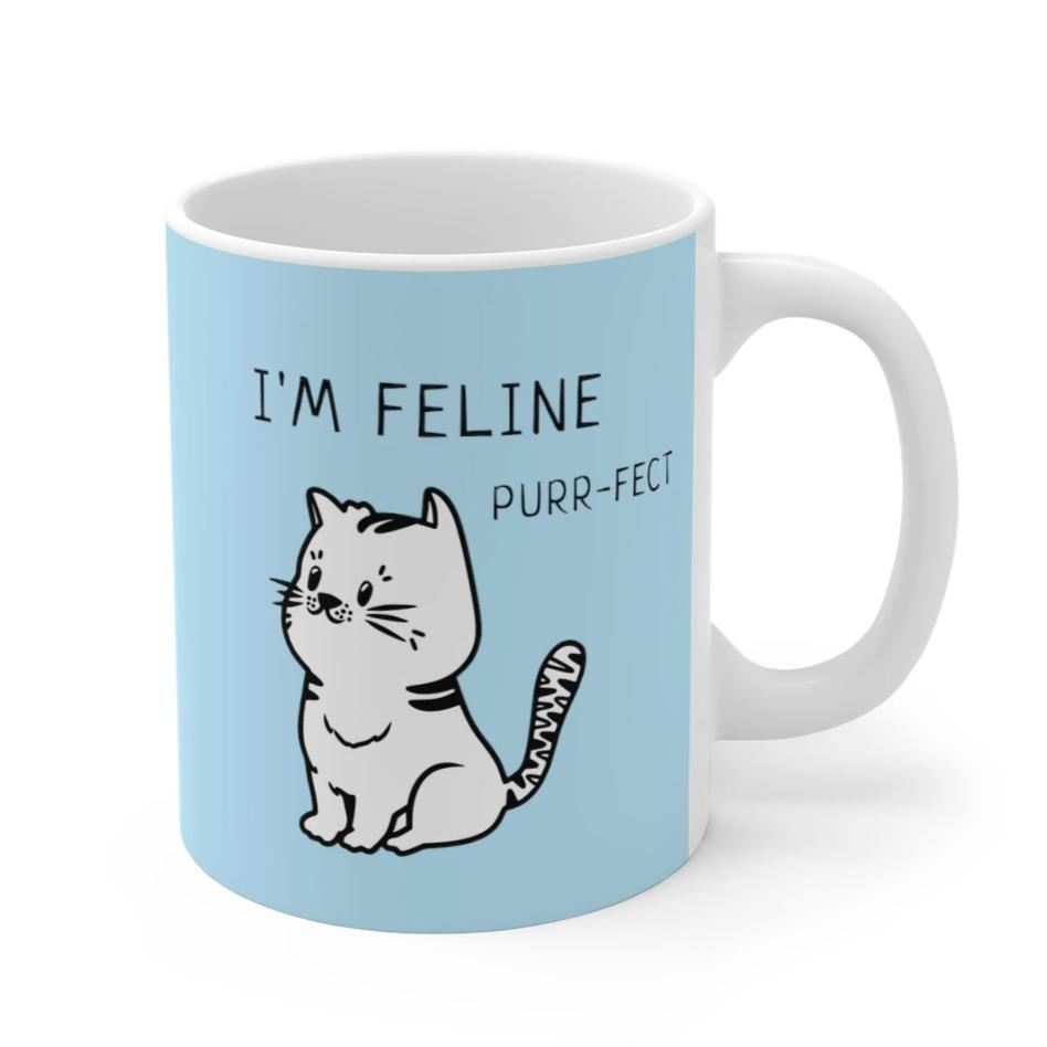 I&amp;#39;m Feline Purr-Fect Mug in Blue