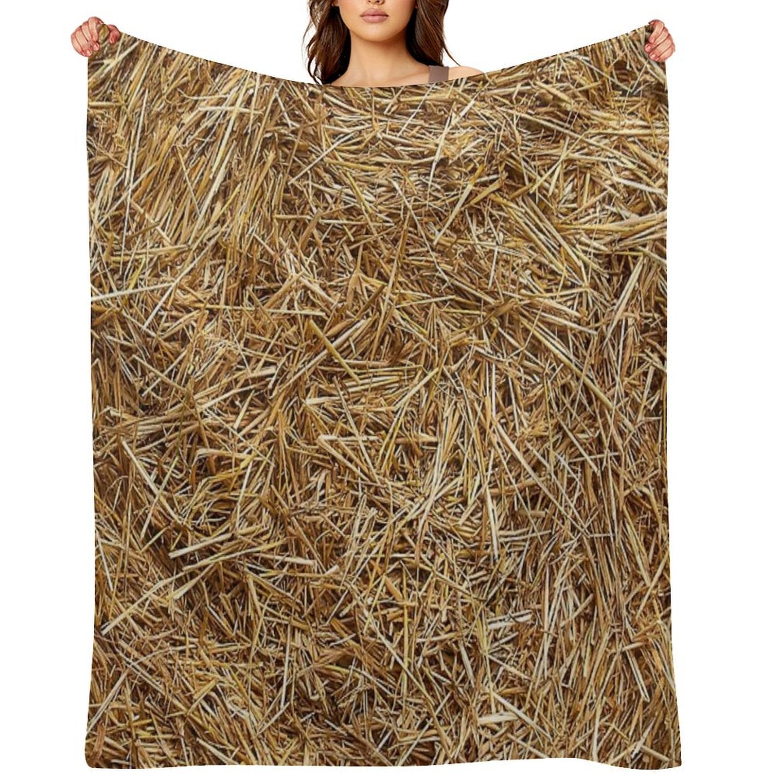 Sunny Natural Hay, Straw Throw Blanket