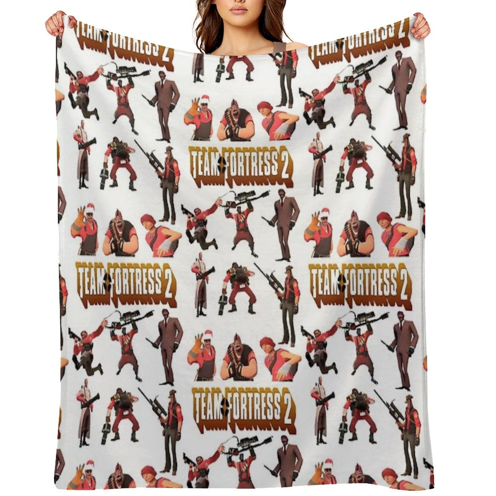Team Fortress 2 - All Characters  Classes with TF2 Logo Throw Blanket