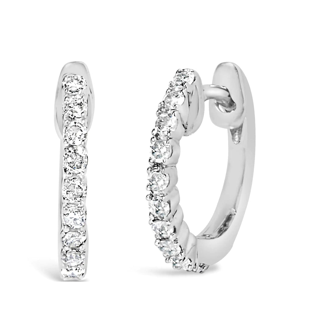Style Loft Collection .925 Sterling Silver 1/6 Ctw Diamond Petite Hoop Earrings (I-J Color, I2-I3 Clarity)
