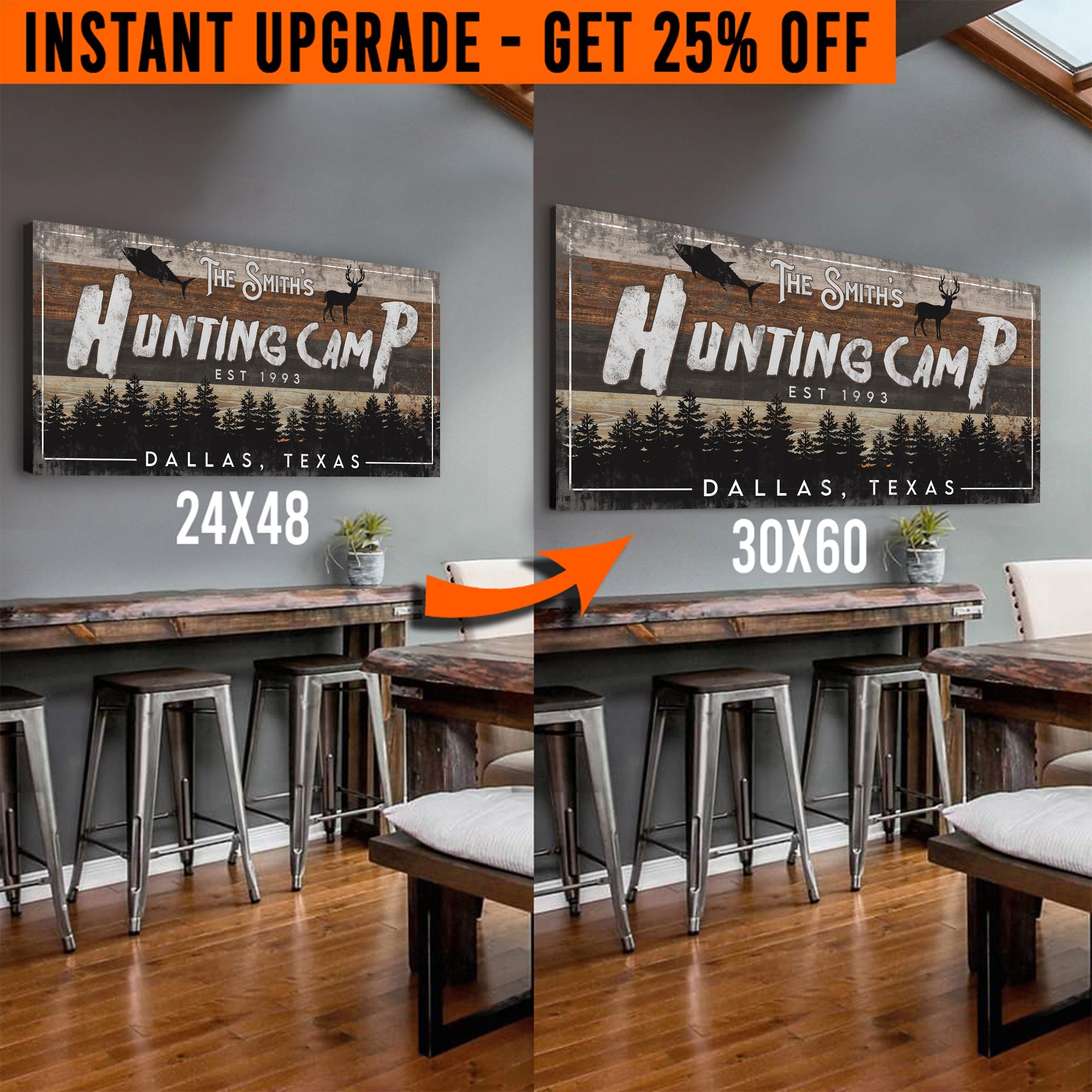 Upgrade Your 48x24 Inches &amp;#39;Fishing And Hunting&amp;#39; (Style 3) Canvas To 60x30 Inches