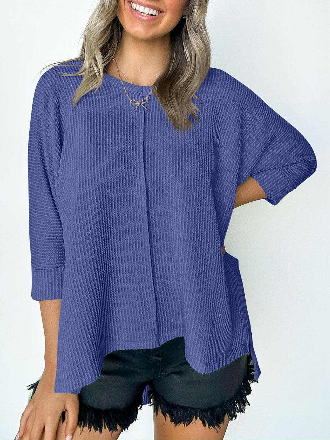 just arrived - Textured 3/4 sleeve blouse