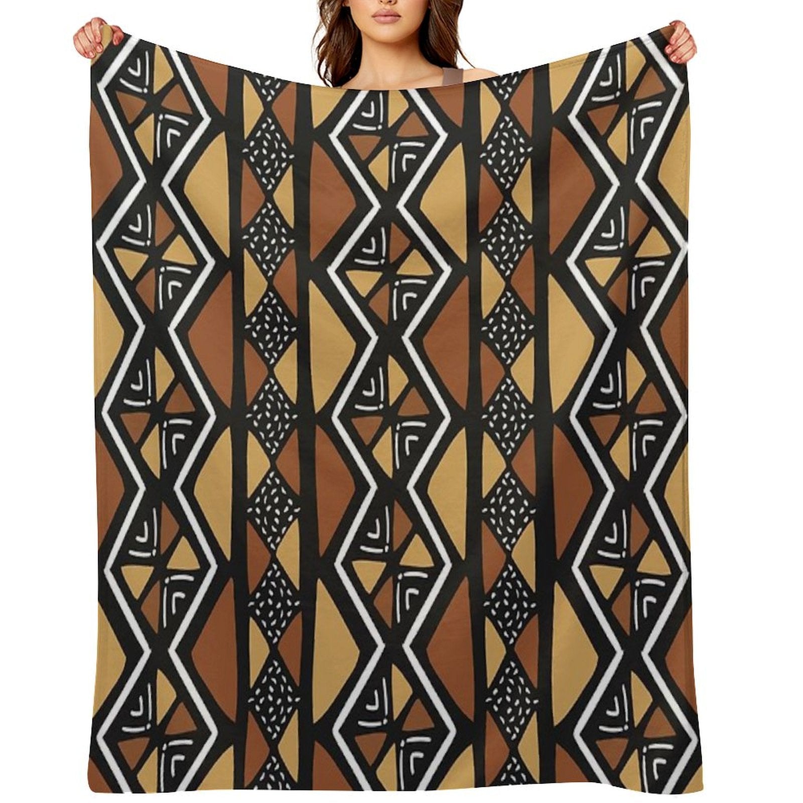 African Mud Cloth Mali Throw Blanket