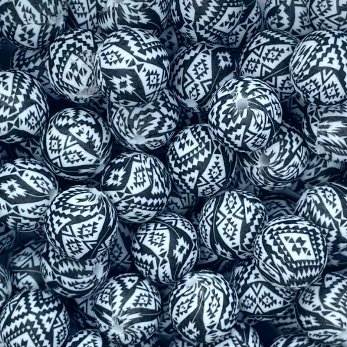 P678 BLACK/WHITE AZTEC 15MM PRINT (1ct)