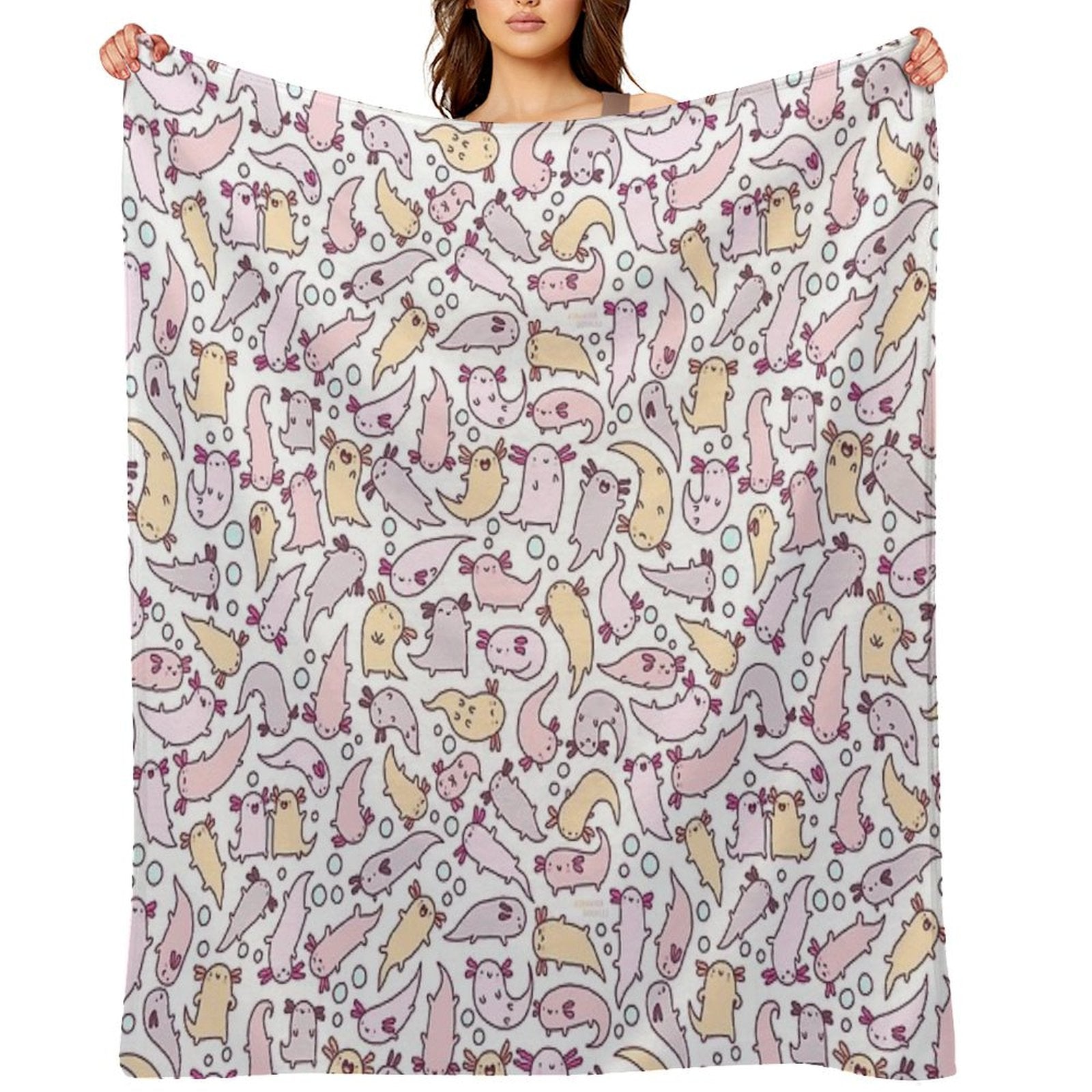 Adorable Axolotls Throw Blanket