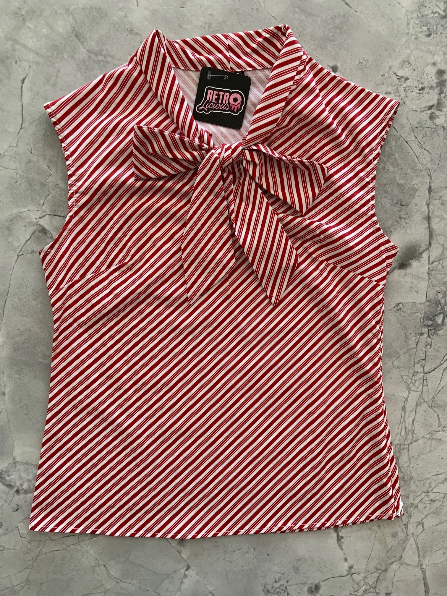 Candy Cane Stripe Bow Top