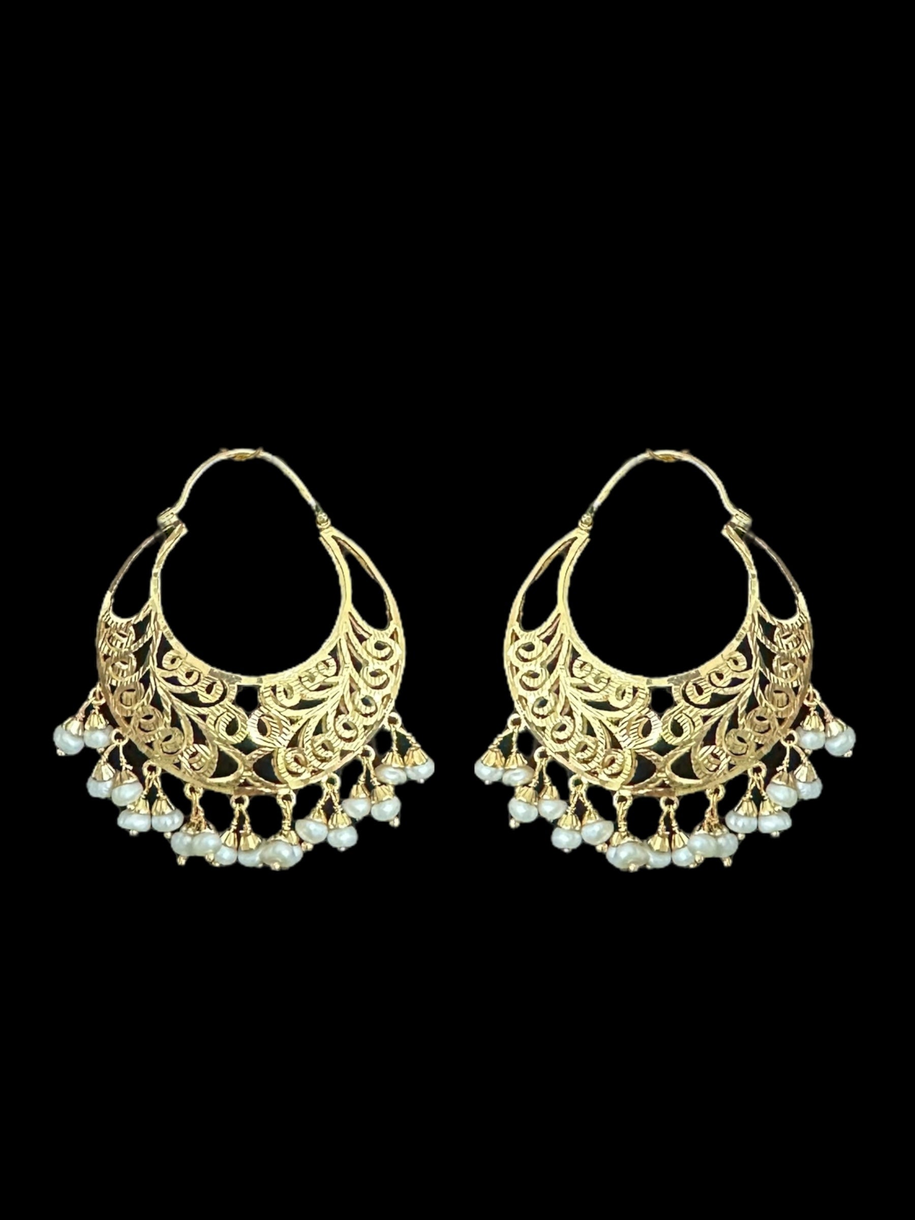 92.5 Silver Bali with fresh water pearls - Gold plated ( READY TO SHIP)