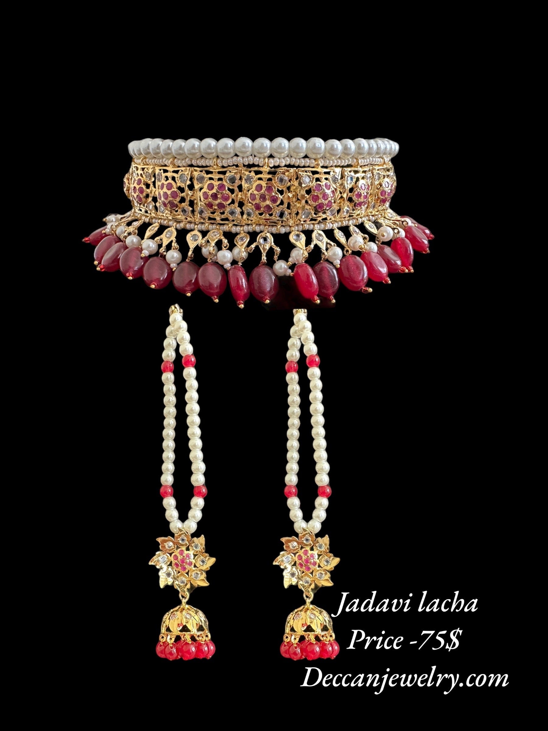 C327 sifat jadavi lacha in ruby  beads (SHIPS IN 1 WEEK )