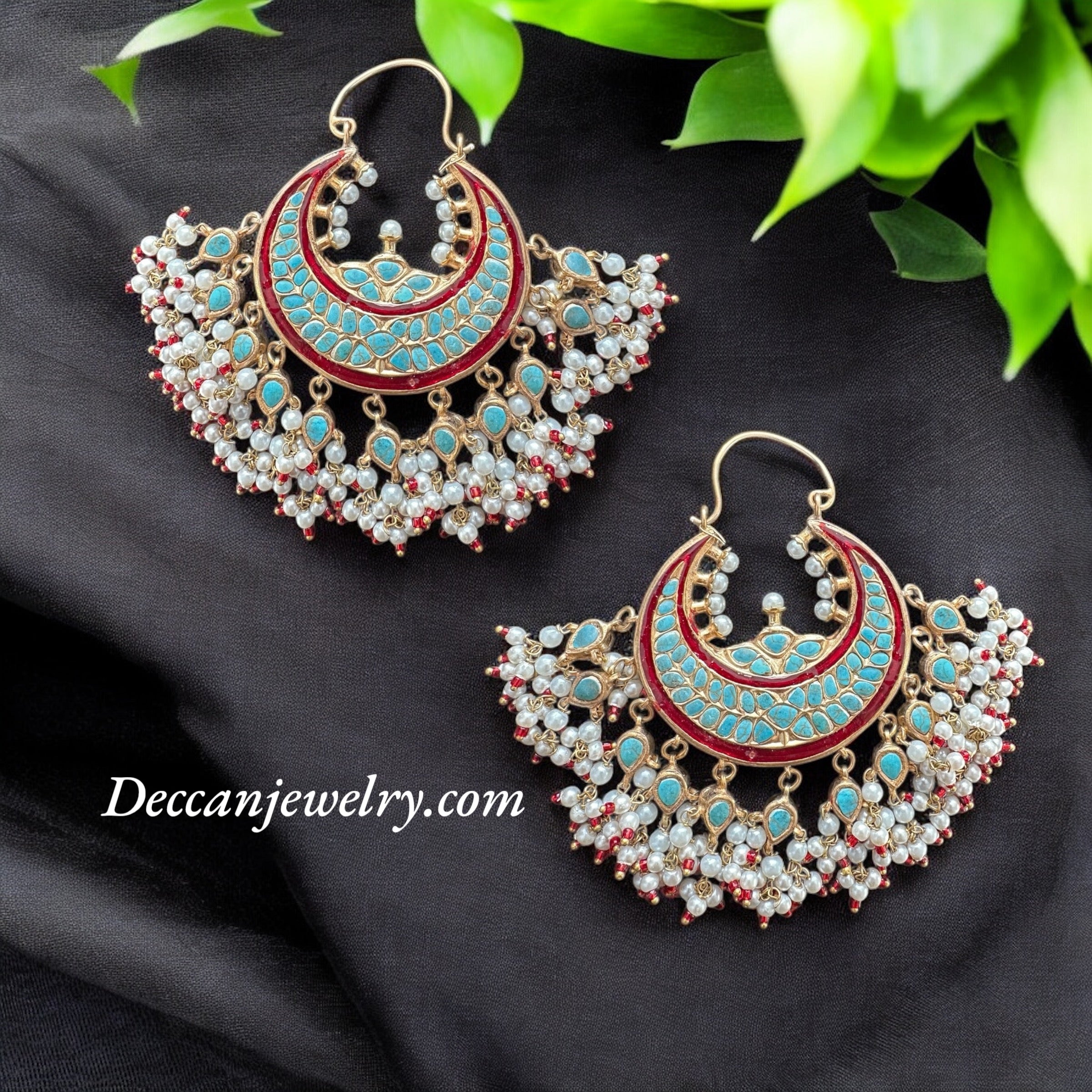 DER638 Turquoise Ruby chandbali earrings ( SHIPS IN 4 WEEKS )