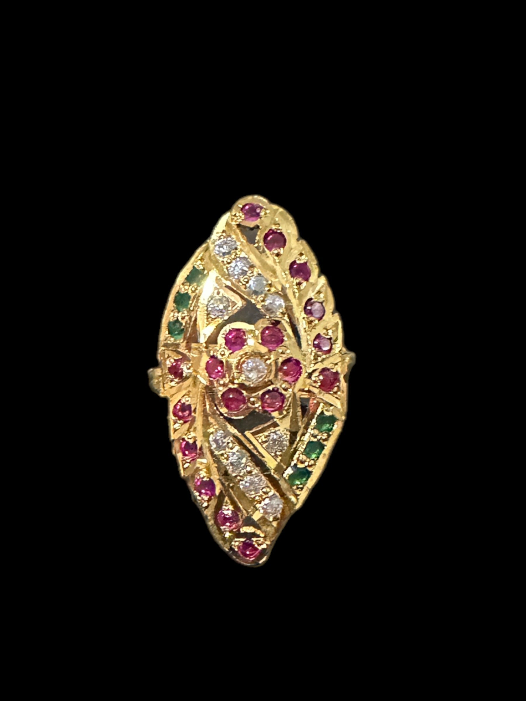 Ruby emerald  gold plated silver ring ( SHIPS IN 4 WEEKS )
