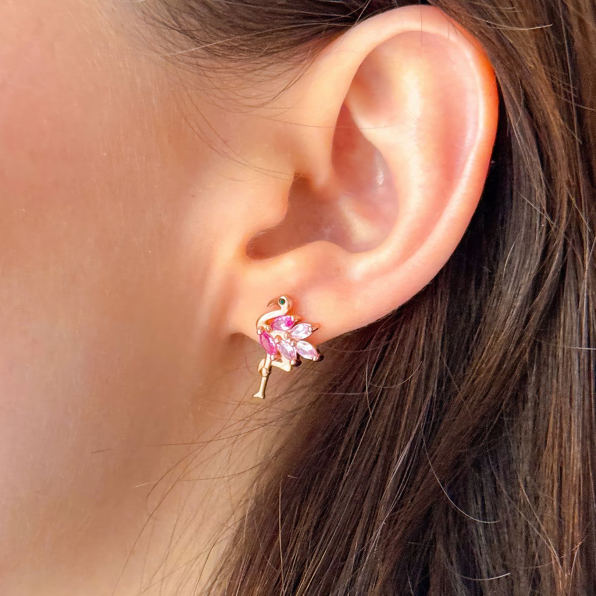 Sterling Silver Pink Flamingo Earrings