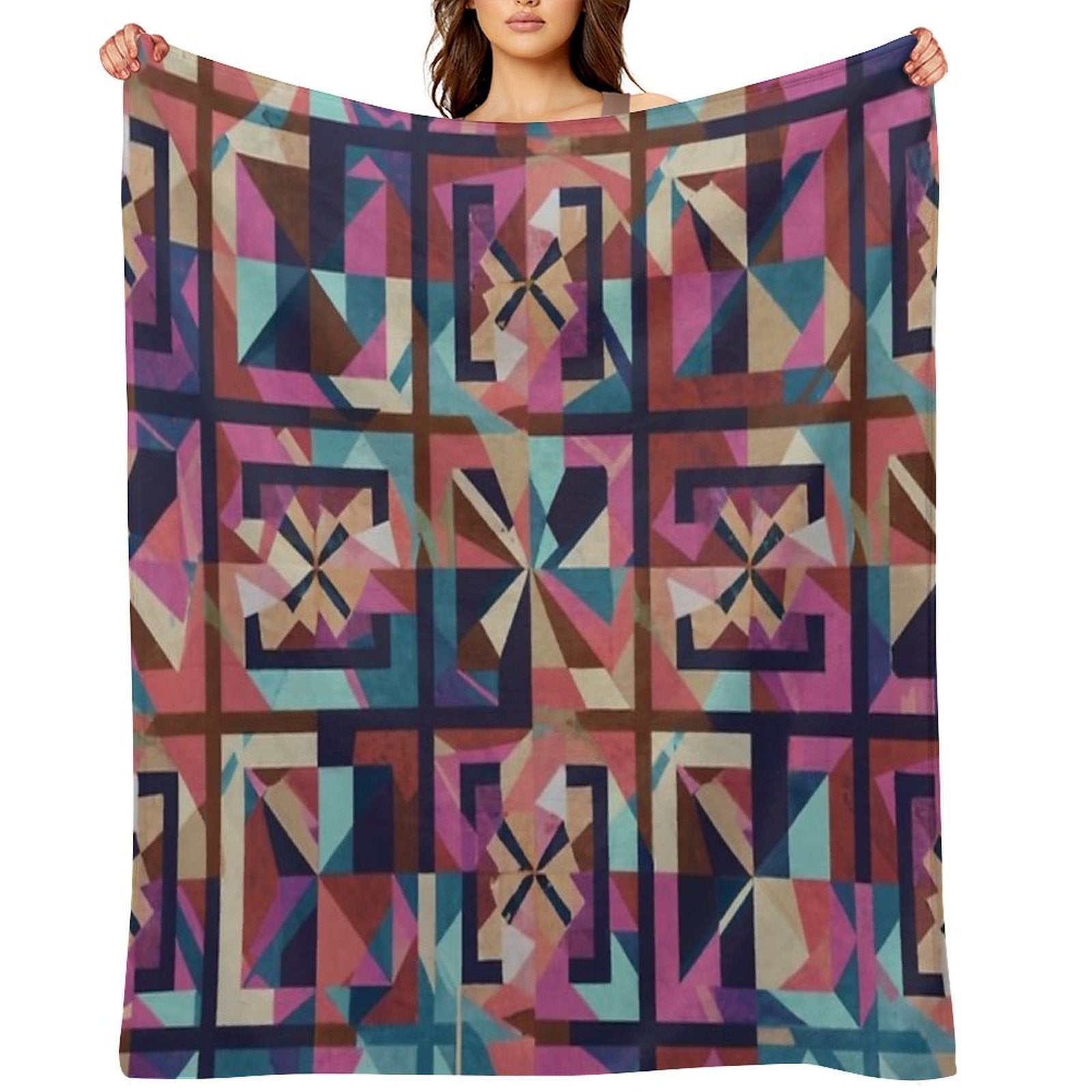 Abstract Tiles Pattern Throw Blanket