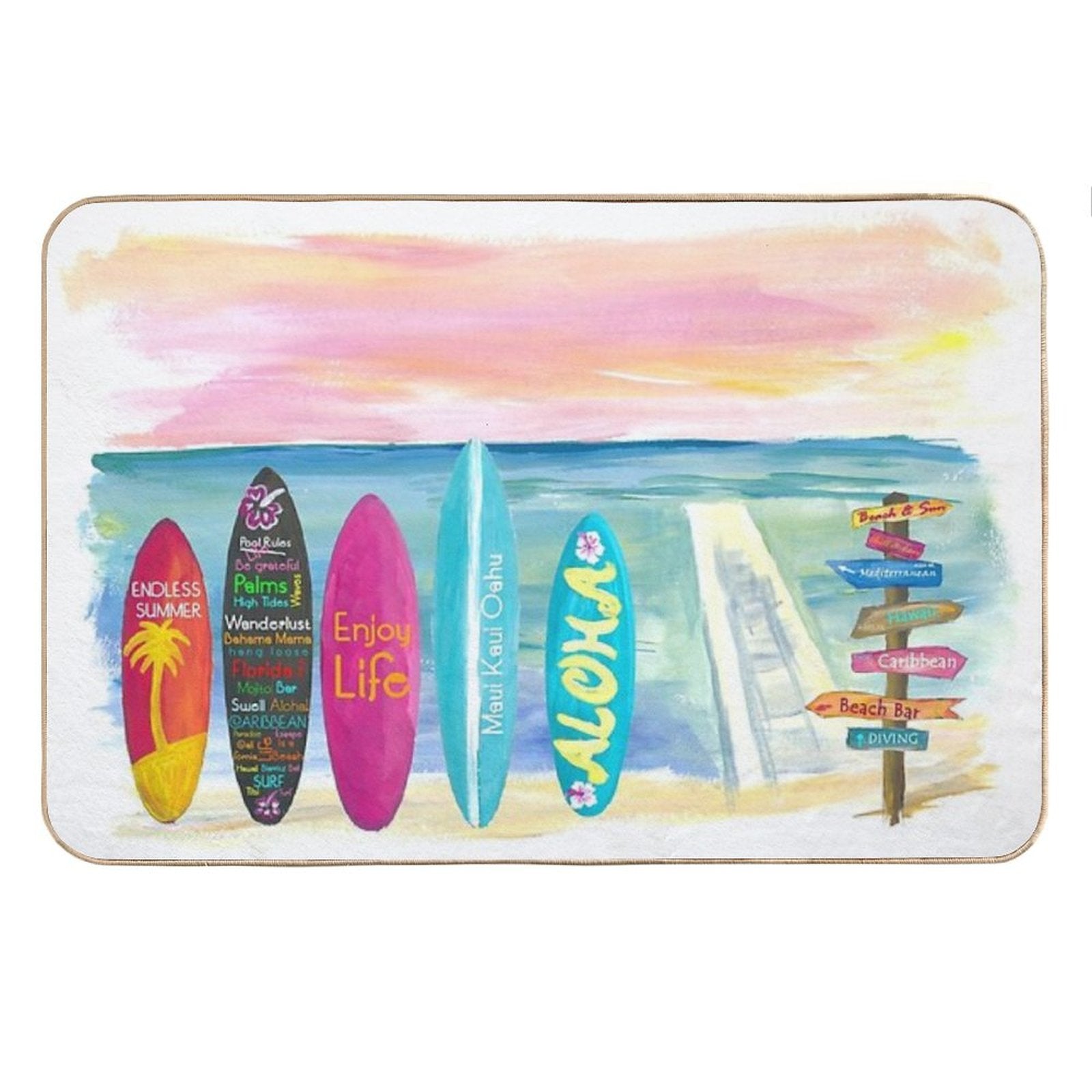 Surfboard Philosophy  - Enjoy Life, Travel And Surf - Surfboard Wall Bath Mat