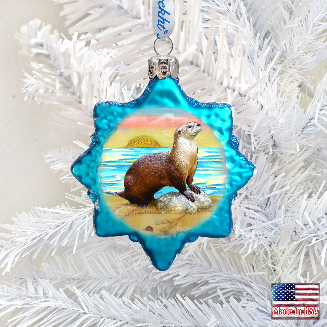 Sea Otter Mercury Glass Ornament by G. DeBrekht - Coastal Holiday Decor - 777377