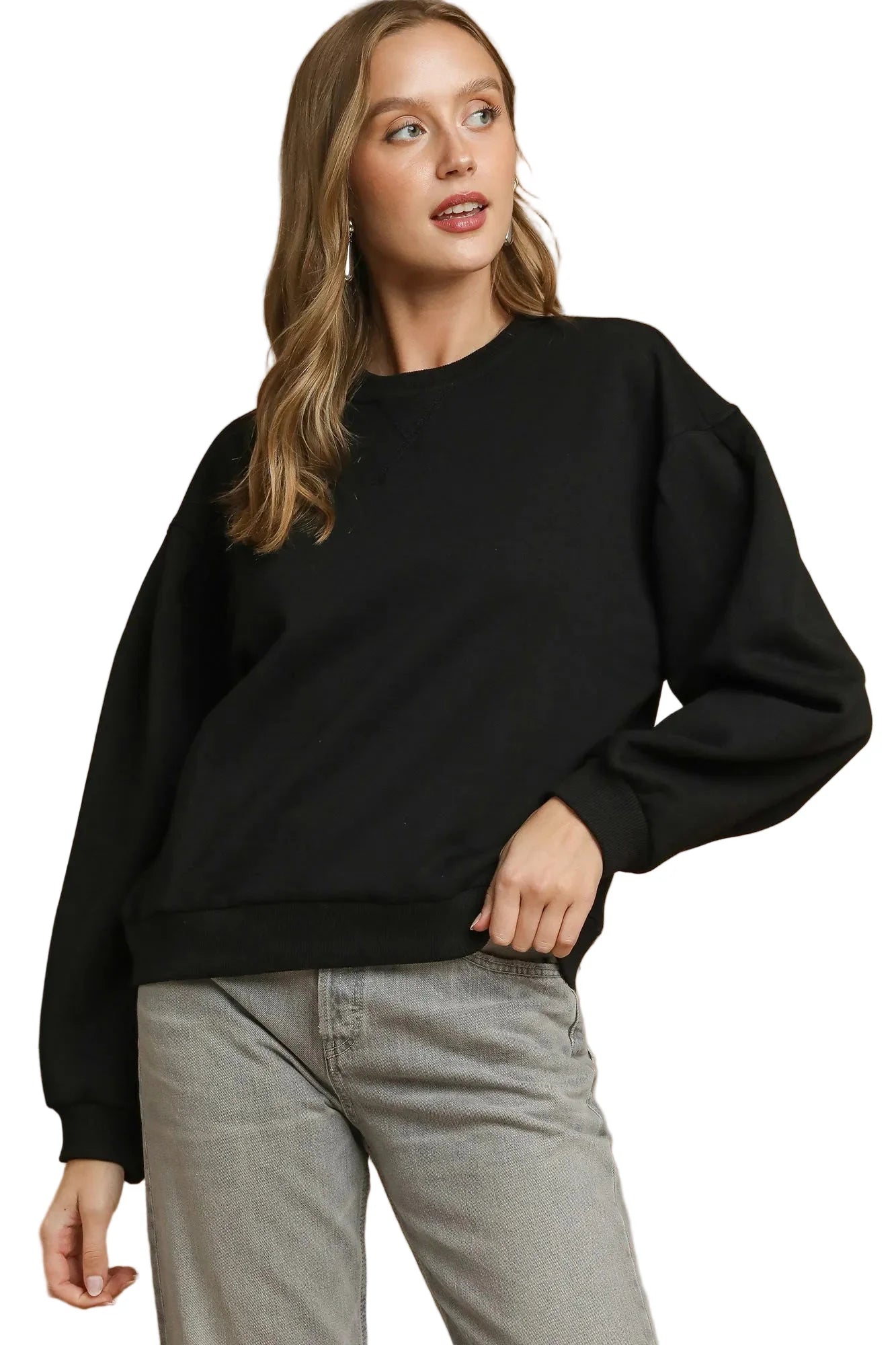 Garden Naked Round Neck Sweatshirt with Pleated Detail