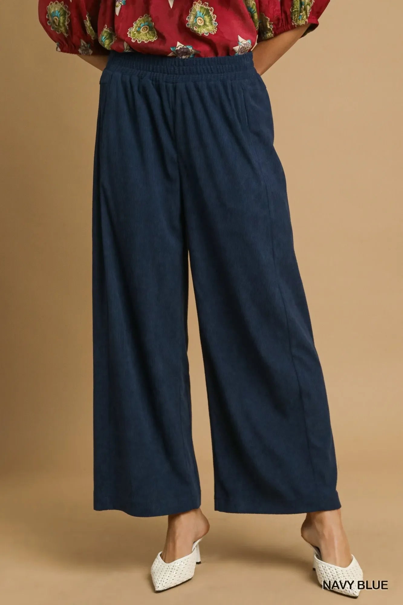 Umgee Wide-Leg Corduroy Pants