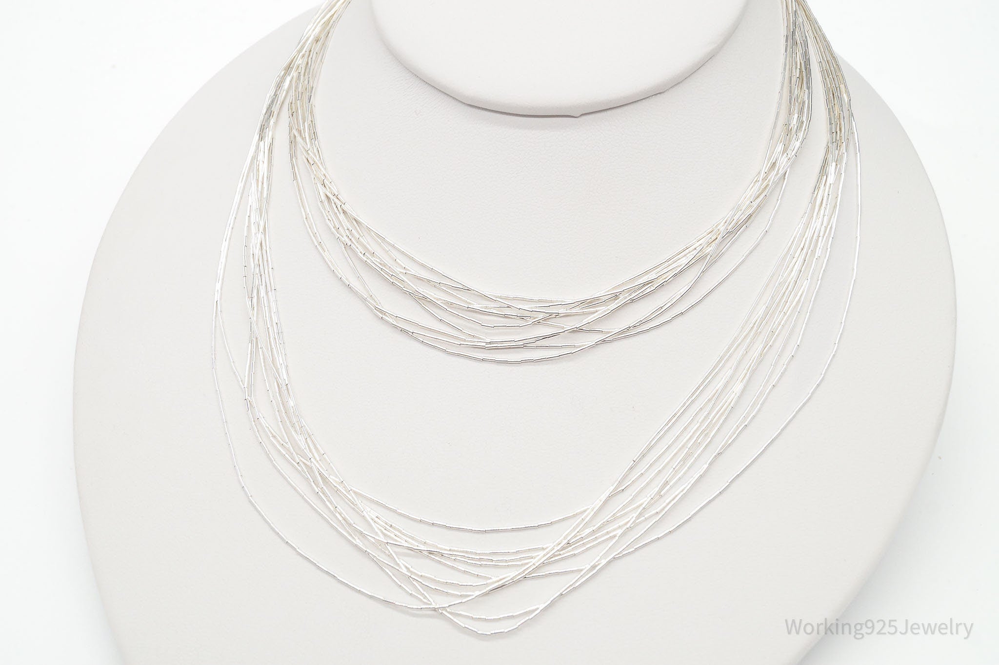 Vintage Native American Sterling Silver Bead Necklace 30&amp;quot;