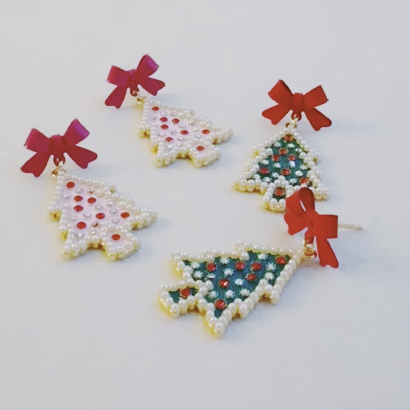 Merry and Bright Bow Tree Earrings