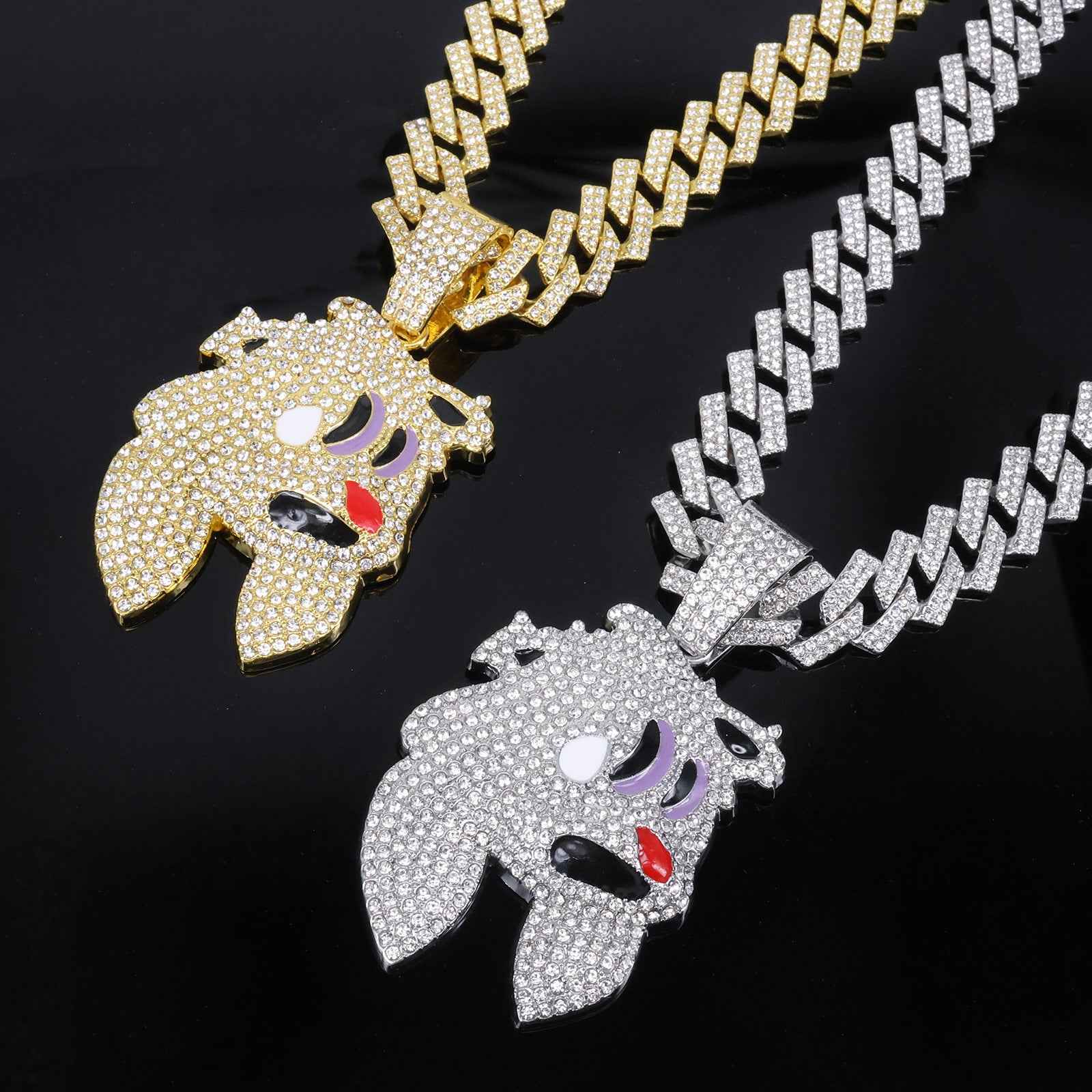 Jewelry Fashion Rabbit Head Pendant Necklace with High-Grade Cuban Chain for a Stylish Look
