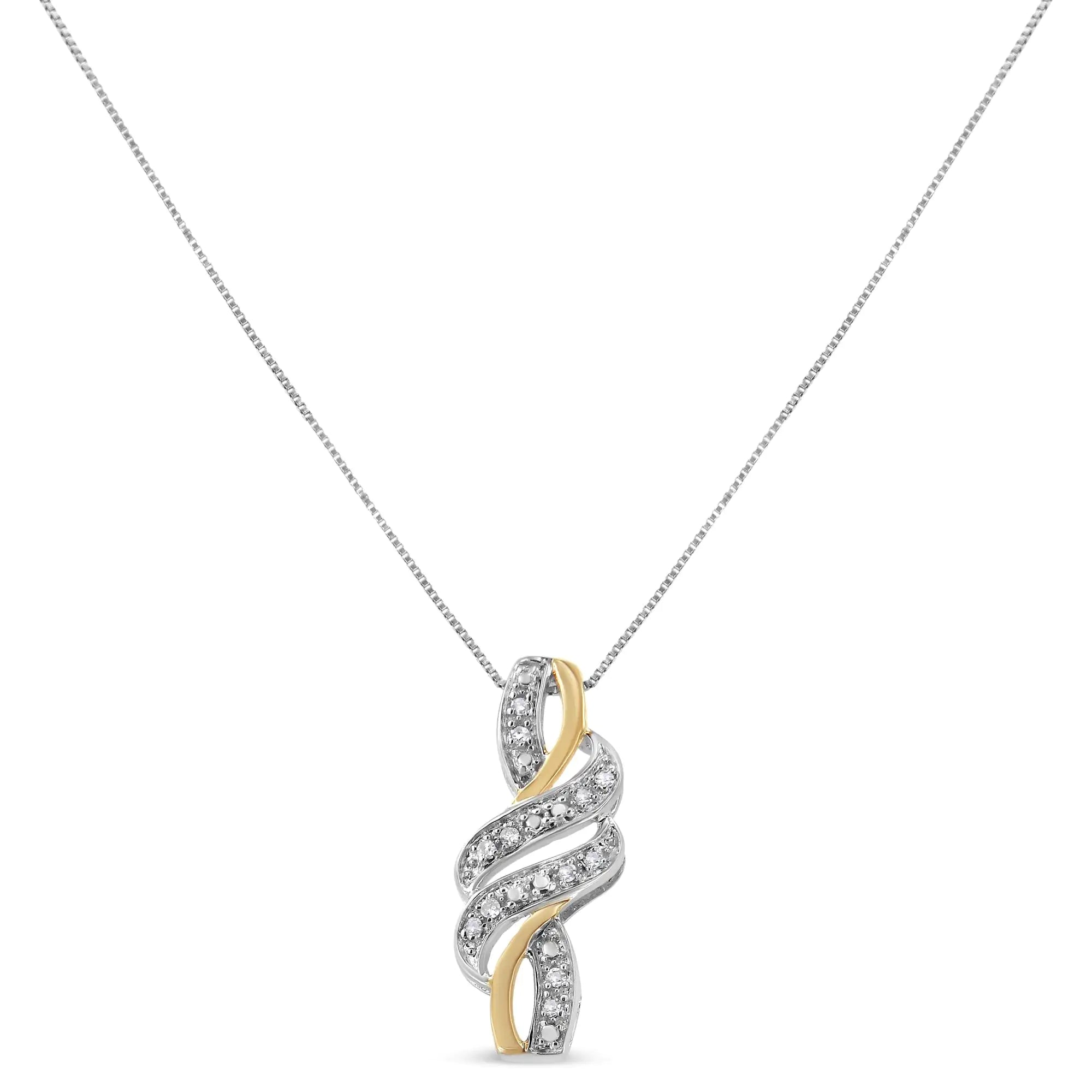 Style Loft Collection Cross Bypass 14K Yellow Gold Plated .925 Sterling Silver Round-Cut Diamond Accent 18" Pendant Necklace (H-I Color, I2-I3 Clarity)
