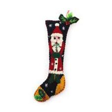 5.5&amp;quot; Black Stocking w/Red Santa Handmade Felt Ornament