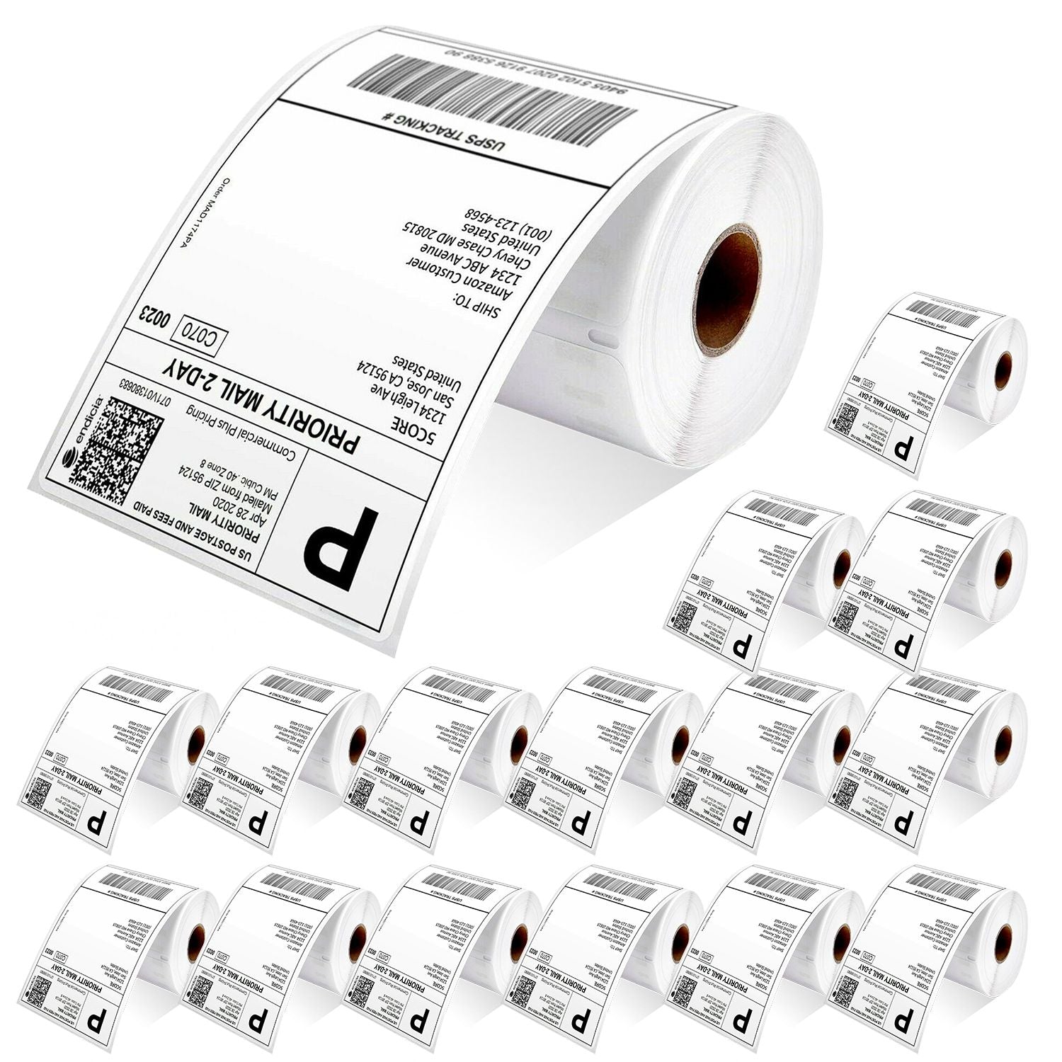 5 Core 4&amp;quot;x6&amp;quot; Direct Thermal Shipping Label 16Pk 4x6 Roll Direct 250/paper Sticker/Perforated White Mailing Labels, Commercial Grade, Premium Adhesive, Works w Most Thermal Printers- DTL 16PK