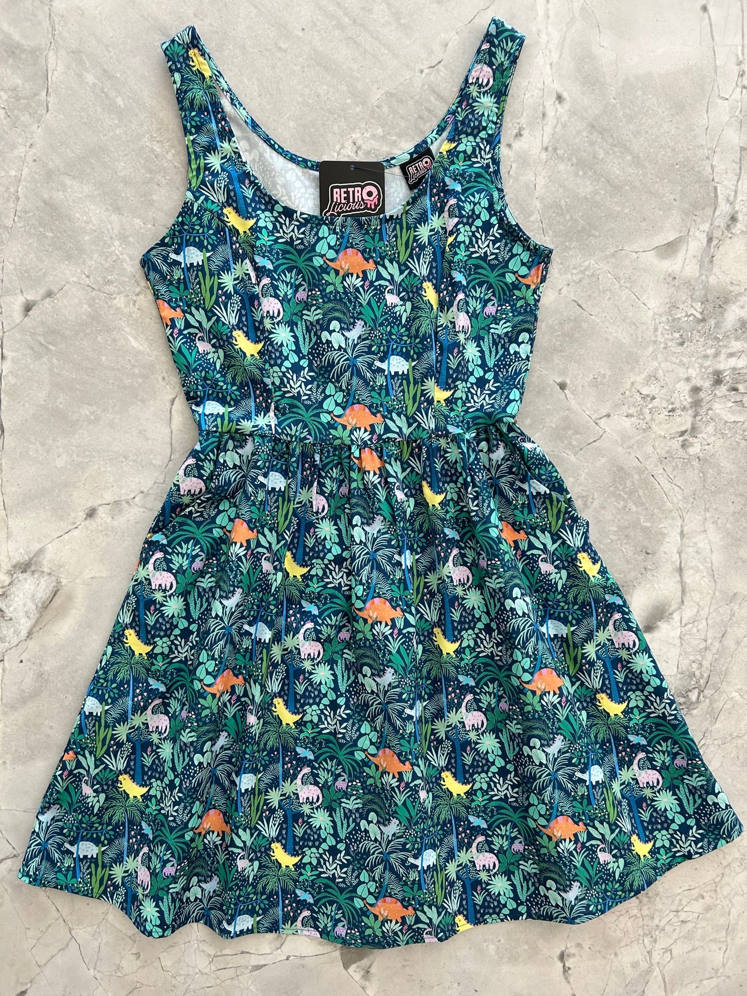 Dino Shorter Length Fit &amp;amp; Flare Dress