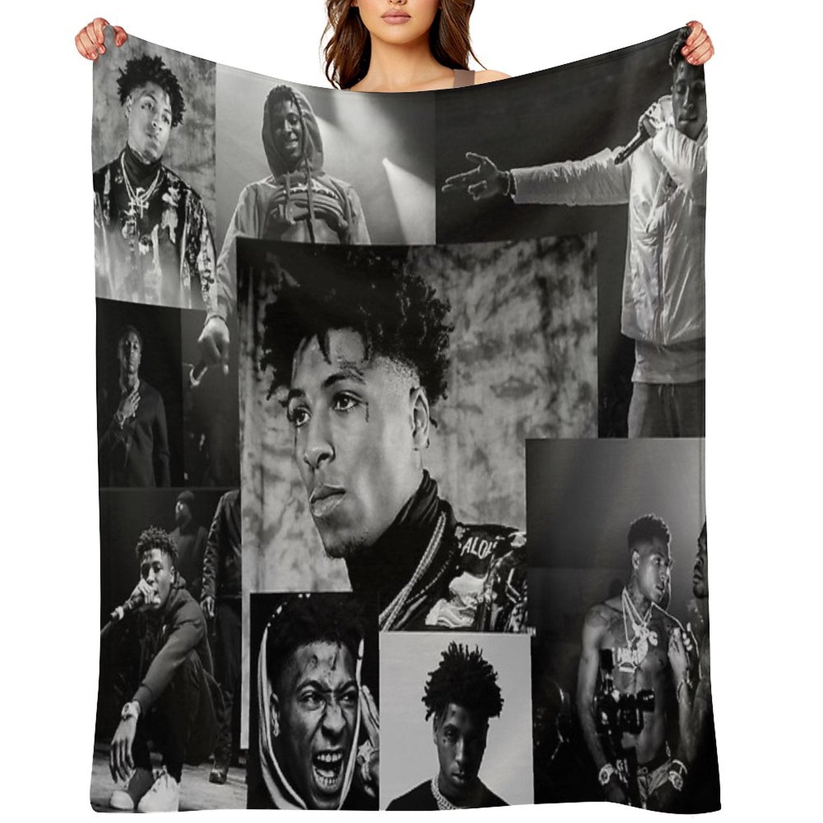 Youngboy  B&amp;amp;W Never Broke Again Collage Throw Blanket