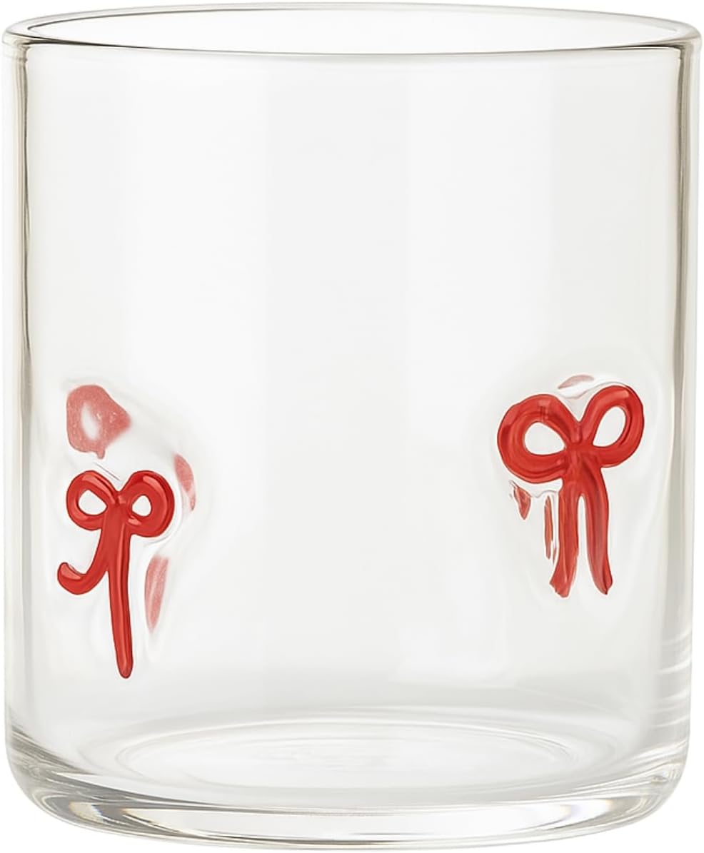 Red Bowtie Tumbler | Clear Water or Juice Glasses | Set of 2