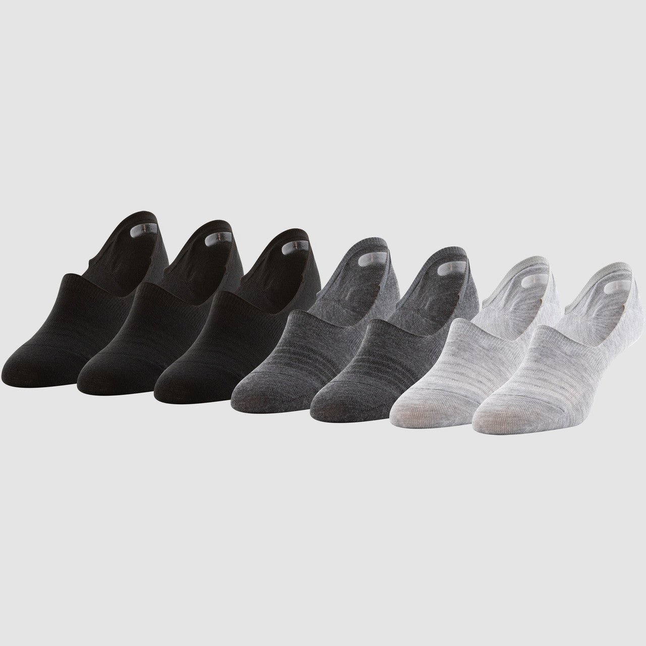 Womens Peds 12 Pairs Midcut Lightweight Gel Heel Grip Grey/Charcoal/Black